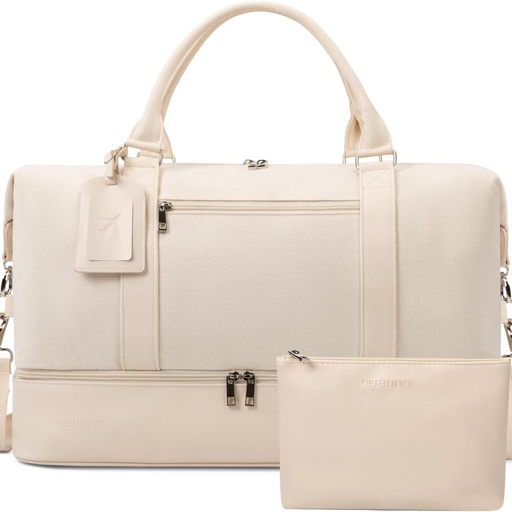 Weekender Bags for Women - 21 Inch Large Travel Duffel Bag 2-Piece Set with Shoe